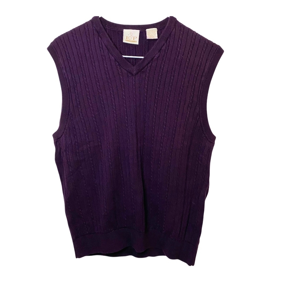 EP Pro Men's Cable Knit Sweater Vest‎ Sleeveless Pullover 100% Cotton